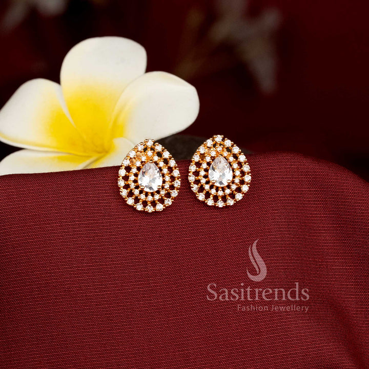 Beautiful white  Stone AD Teardrop Earrings for Women Sasitrends