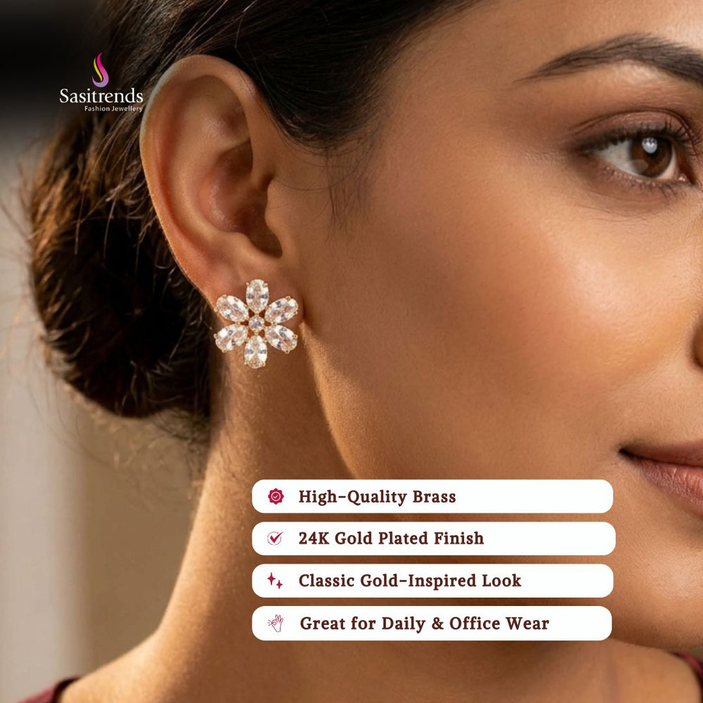 Gold plated AD stone earrings - Sasitrends