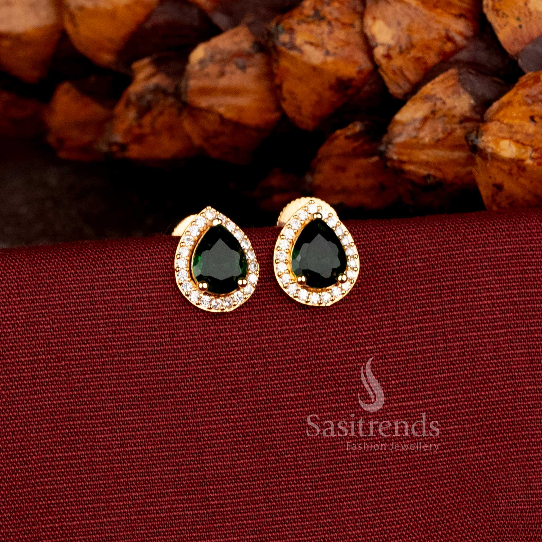 Elegant Oval Shaped AD Stone Stud Earrings for Traditional and Contemporary Outfits Sasitrends