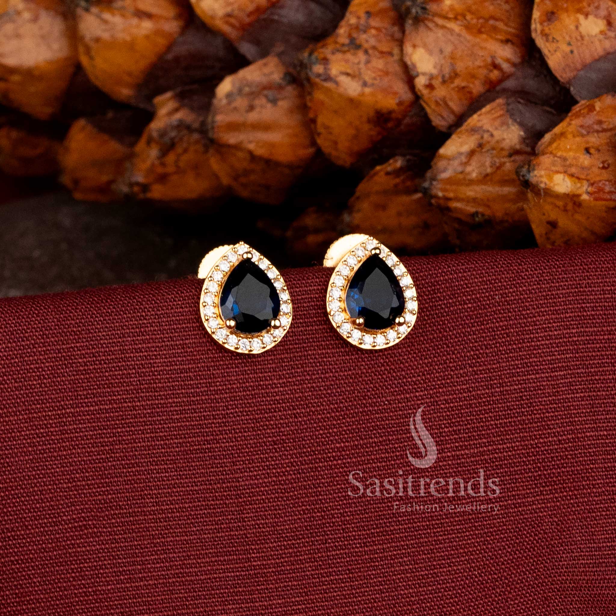 Elegant Oval Shaped AD Stone Stud Earrings for Traditional and Contemporary Outfits Sasitrends
