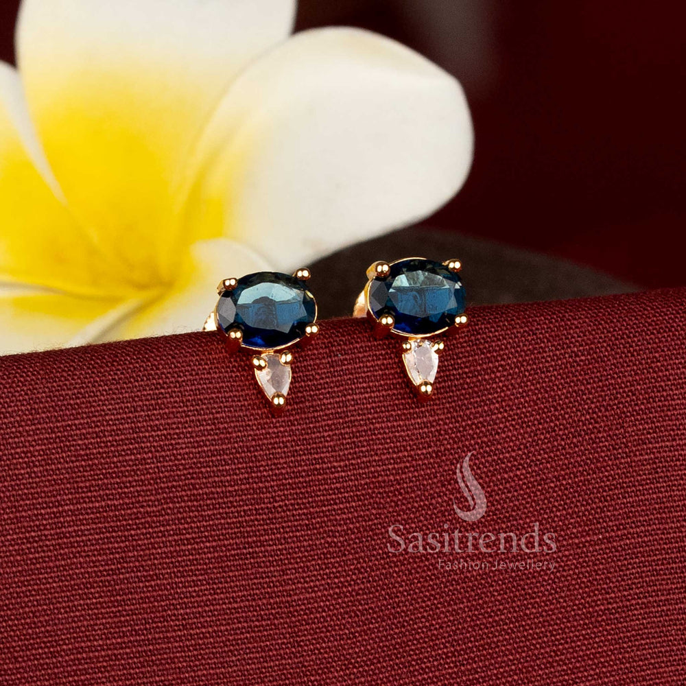 Elegant Gold Plated Stone Stud Earrings Designed for Special Occasions and Party Wear Sasitrends