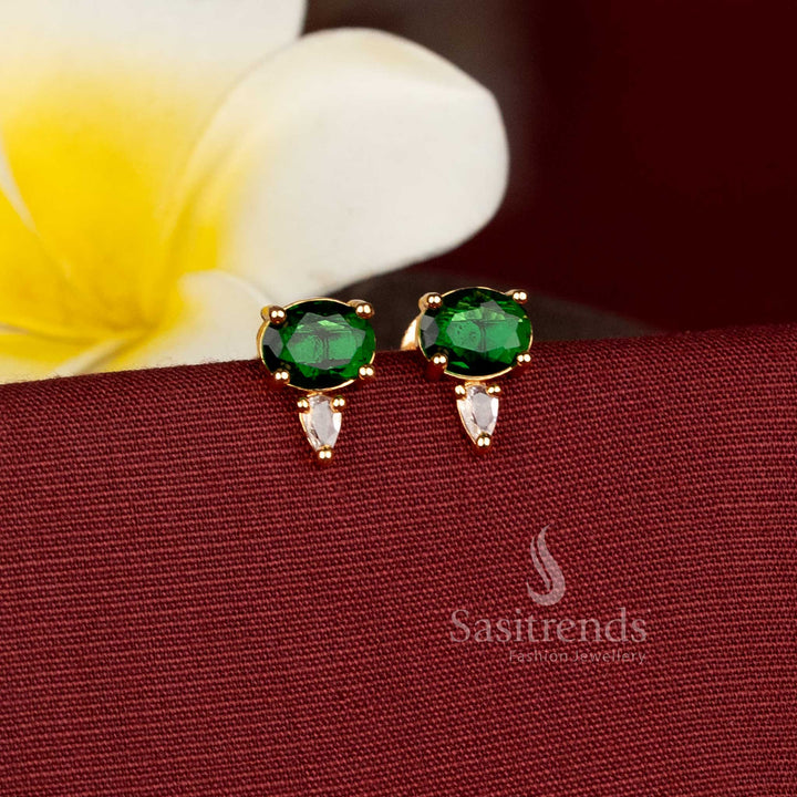 American Diamond Oval and Pear Shape Stud Earrings for Traditional and Contemporary Styling Sasitrends
