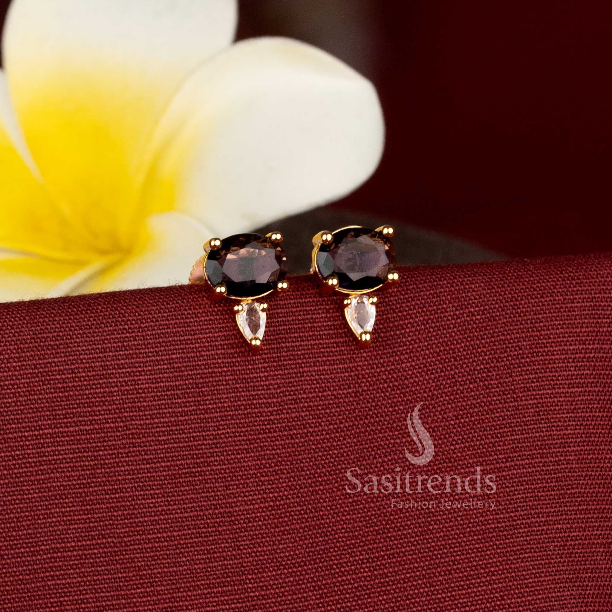 Elegant Gold Plated Stone Stud Earrings Designed for Special Occasions and Party Wear Sasitrends