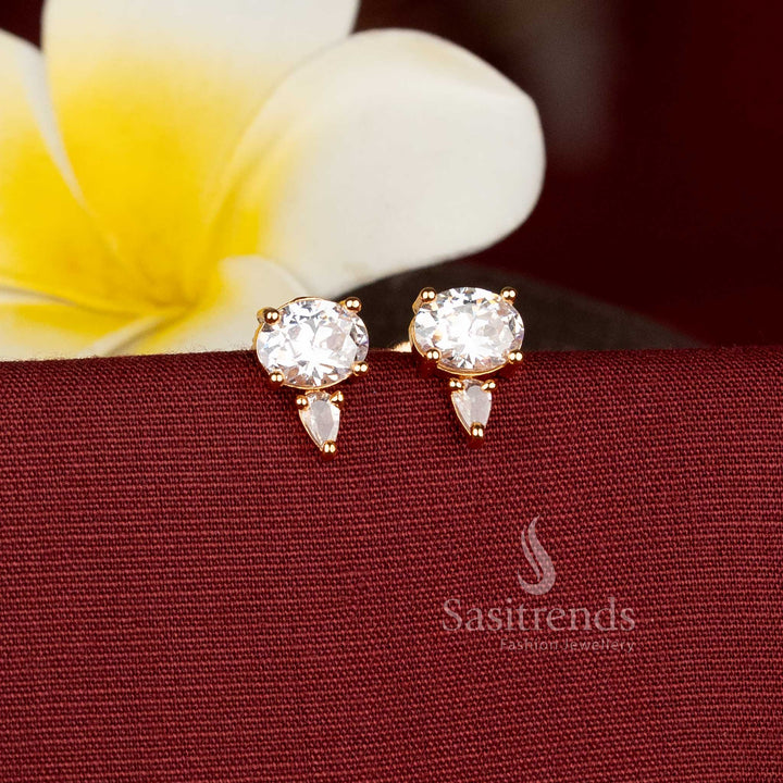 Elegant Gold Plated Stone Stud Earrings Designed for Special Occasions and Party Wear Sasitrends