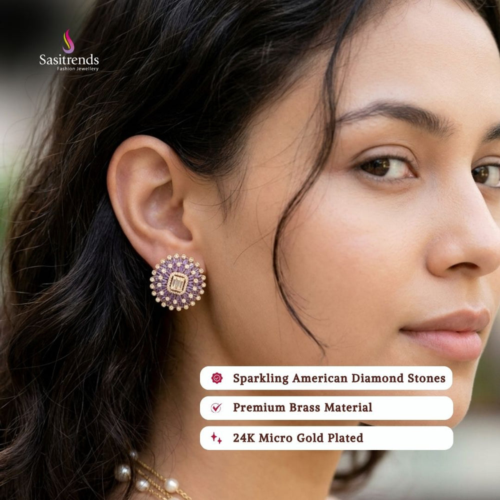 Micro gold plated american diamond earrings - Sasitrends
