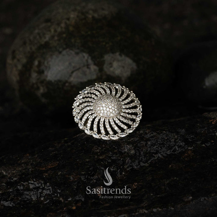 Enchant Chakra Designer Zircon Adjustable Ring for Exquisite Elegance