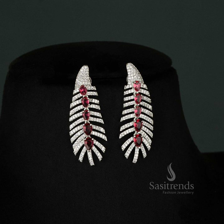 Gorgeous red American diamond jewellery set in rhodium silver plating, perfect for festive glamour and stylish celebrations - Sasitrends