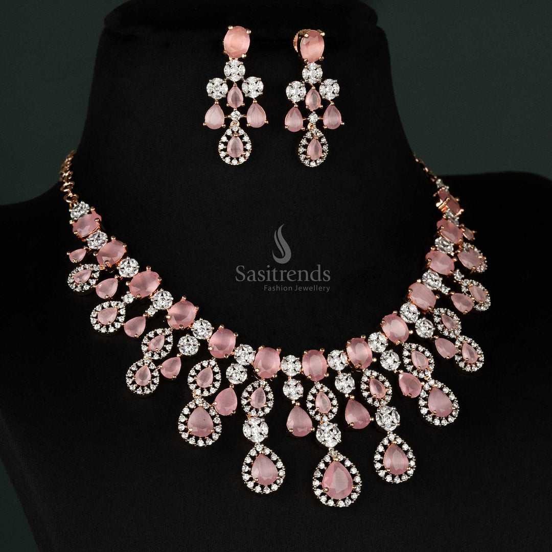 Ad Stone Necklace Necklace Set With Lehenga Gorgeous Rhodium