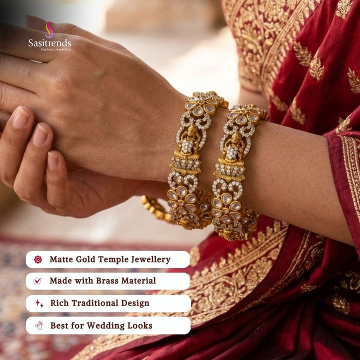 Matte gold plated bangles model image - Sasitrends
