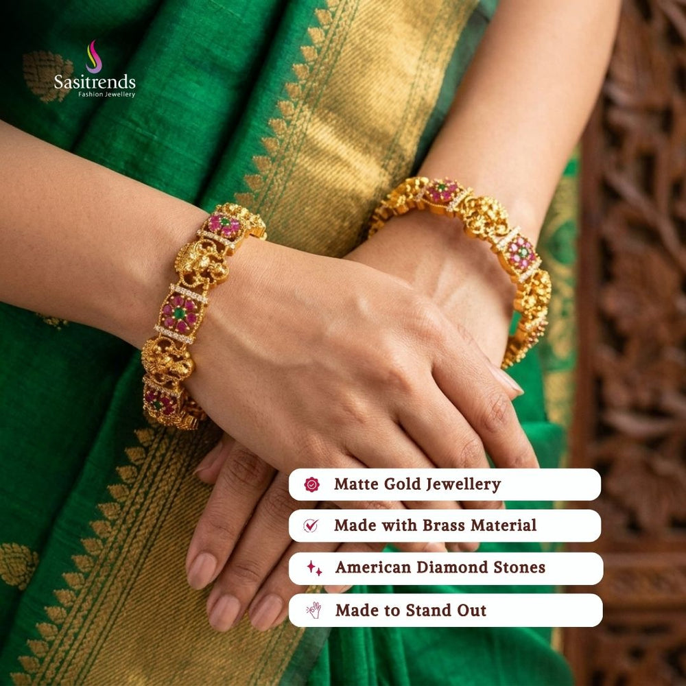 Matte gold plated bangles model image - Sasitrends