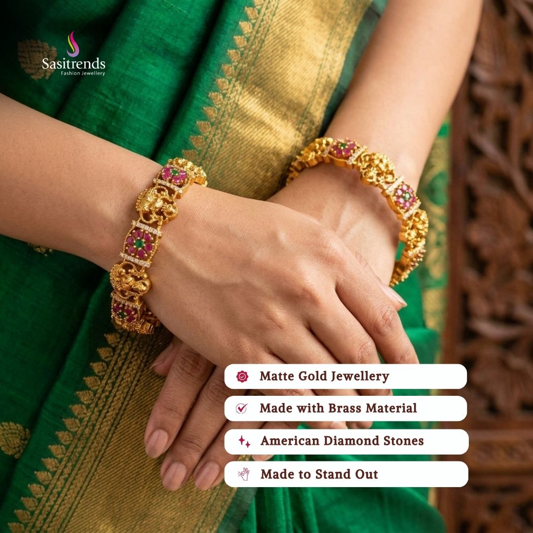 Matte gold plated bangles model image - Sasitrends