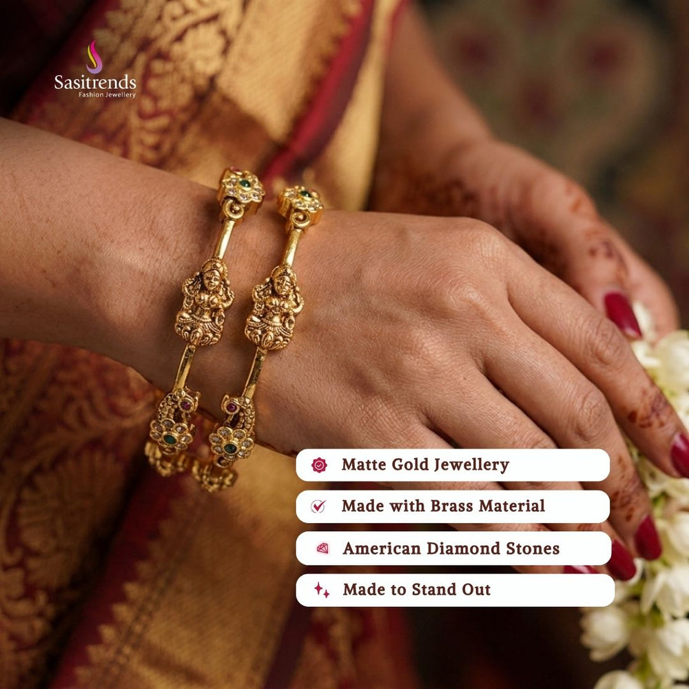 Divine matte gold plated bangles - Sasitrends  