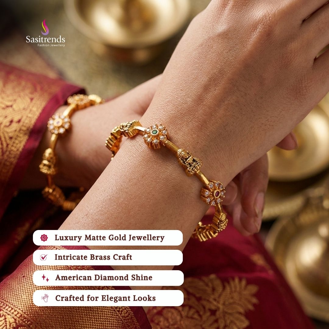 Matte gold plated bangles model image - Sasitrends