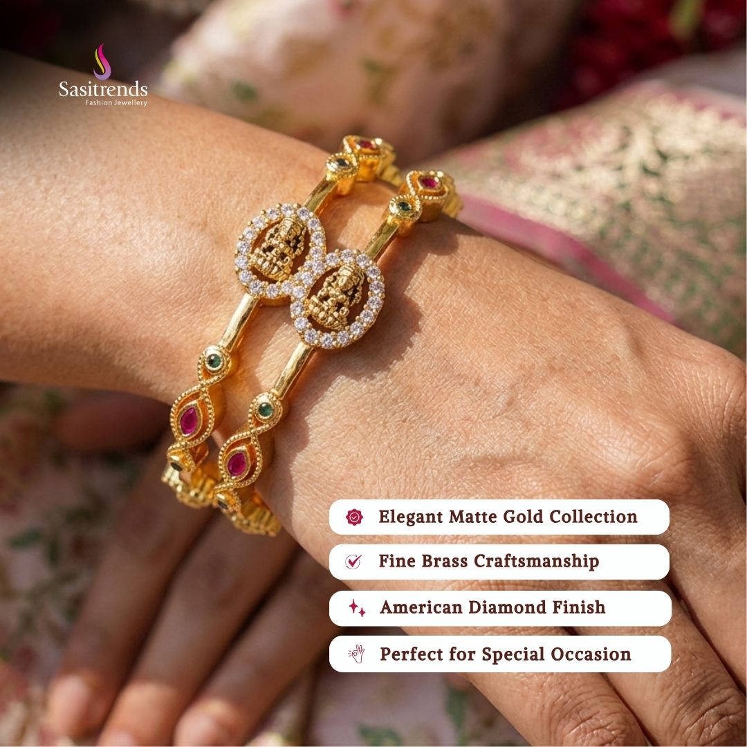 Matte gold plated bangles model image - Sasitrends