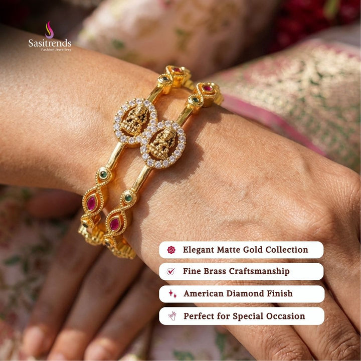 Matte gold plated bangles model image - Sasitrends