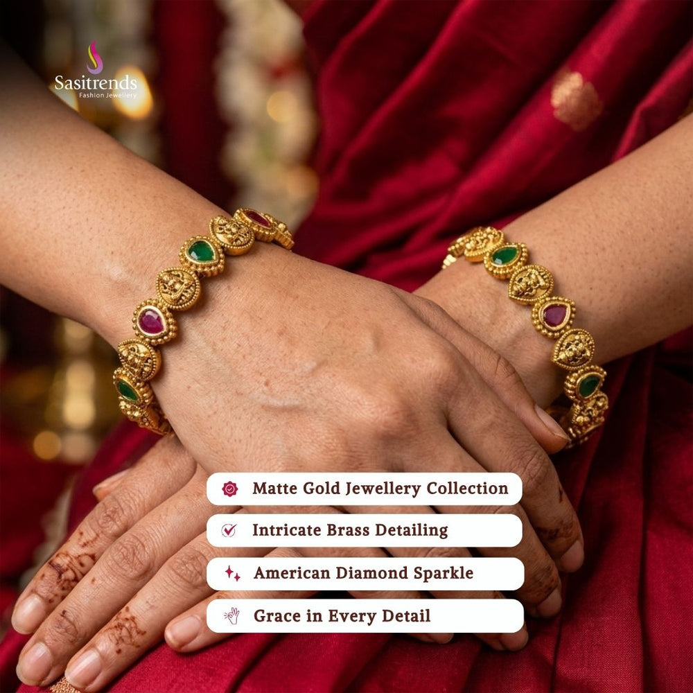 Matte gold plated bangles model image - Sasitrends