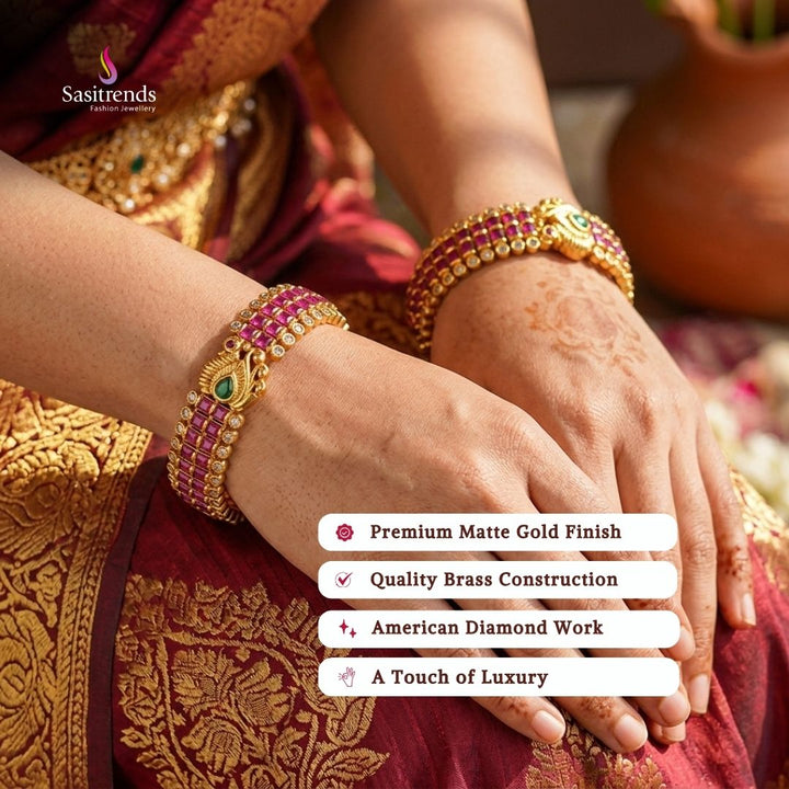 Matte gold plated bangles model image - Sasitrends