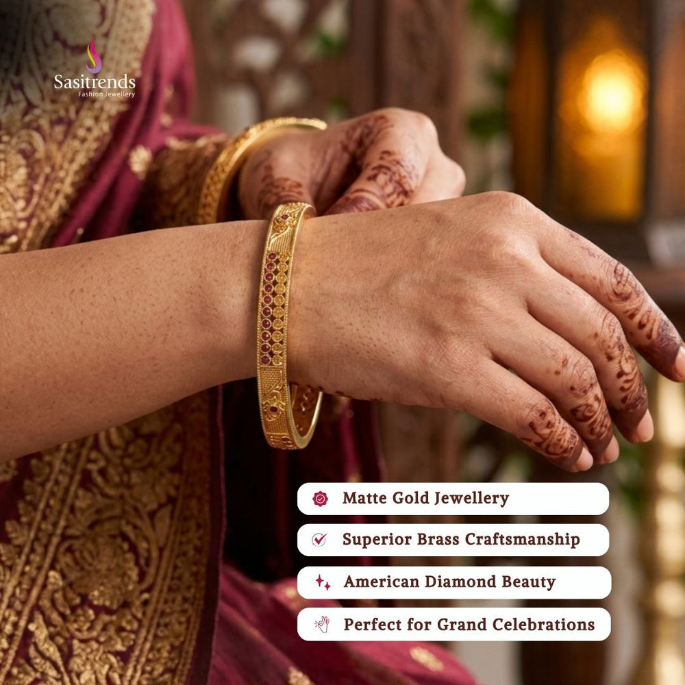 Matte gold plated bangles model image - Sasitrends