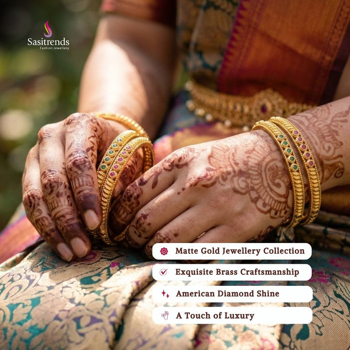 Matte gold plated bangles model image - Sasitrends