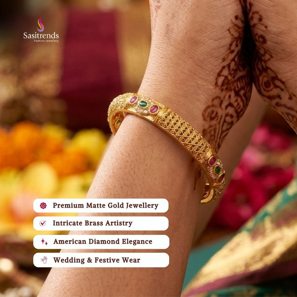 Matte gold plated bangles model image - Sasitrends