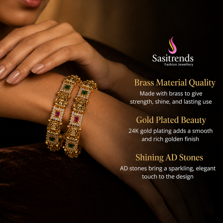 Traditional temple wear matte gold plated bangles - Sasitrends