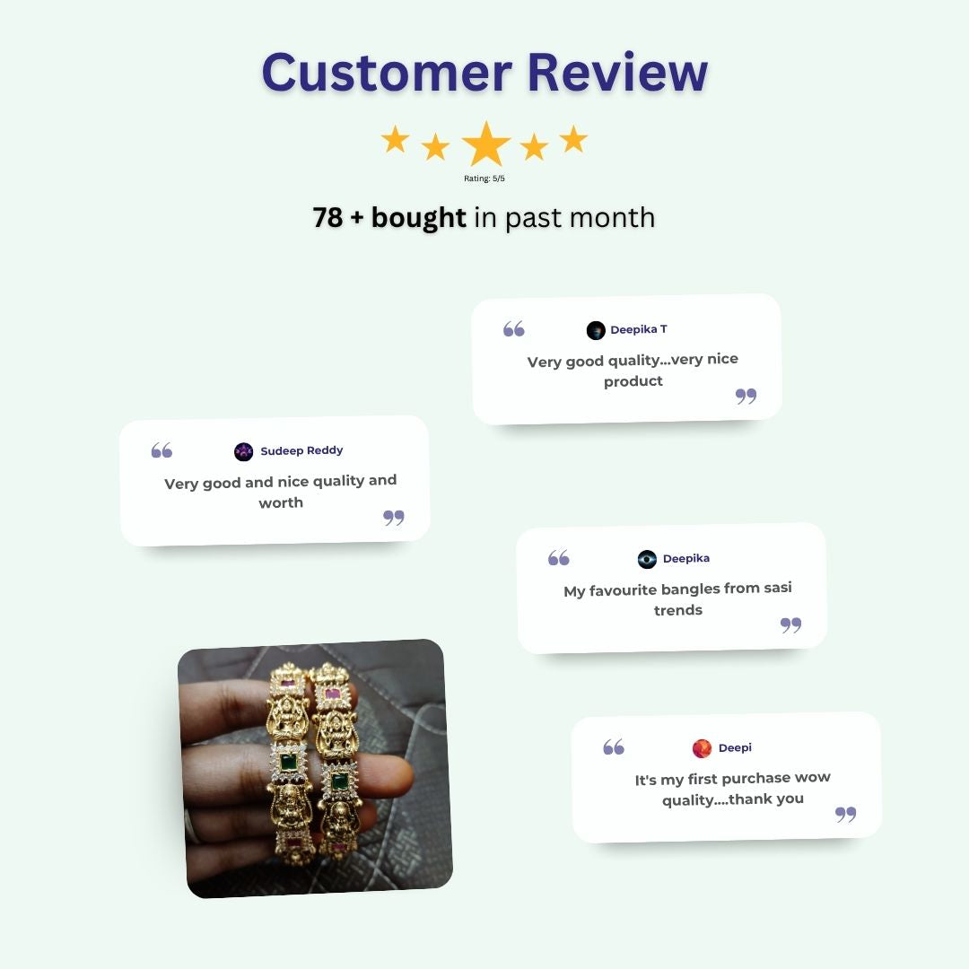 Premium temple matte gold plated bangles review image - Sasitrends