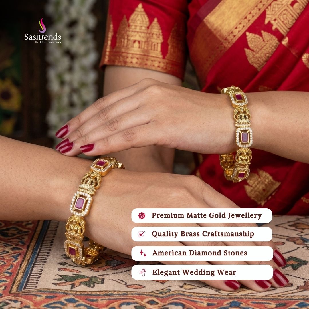 Matte gold plated bangles model image - Sasitrends