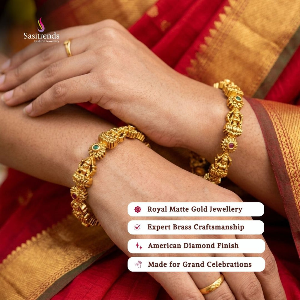 Matte gold plated bangles model image - Sasitrends