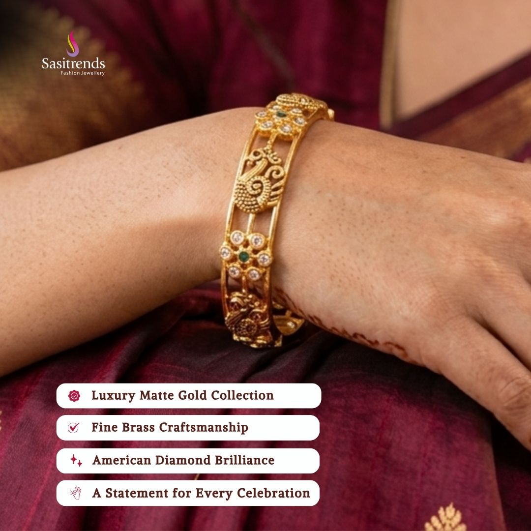 Matte gold plated bangles model image - Sasitrends