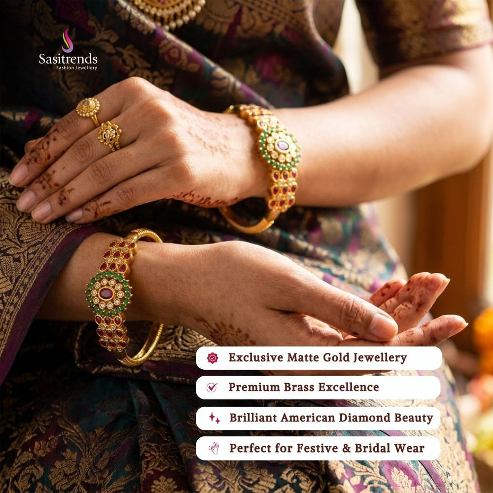 Matte gold plated bangles model image - Sasitrends