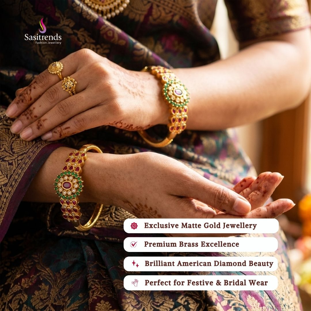 Matte gold plated bangles model image - Sasitrends