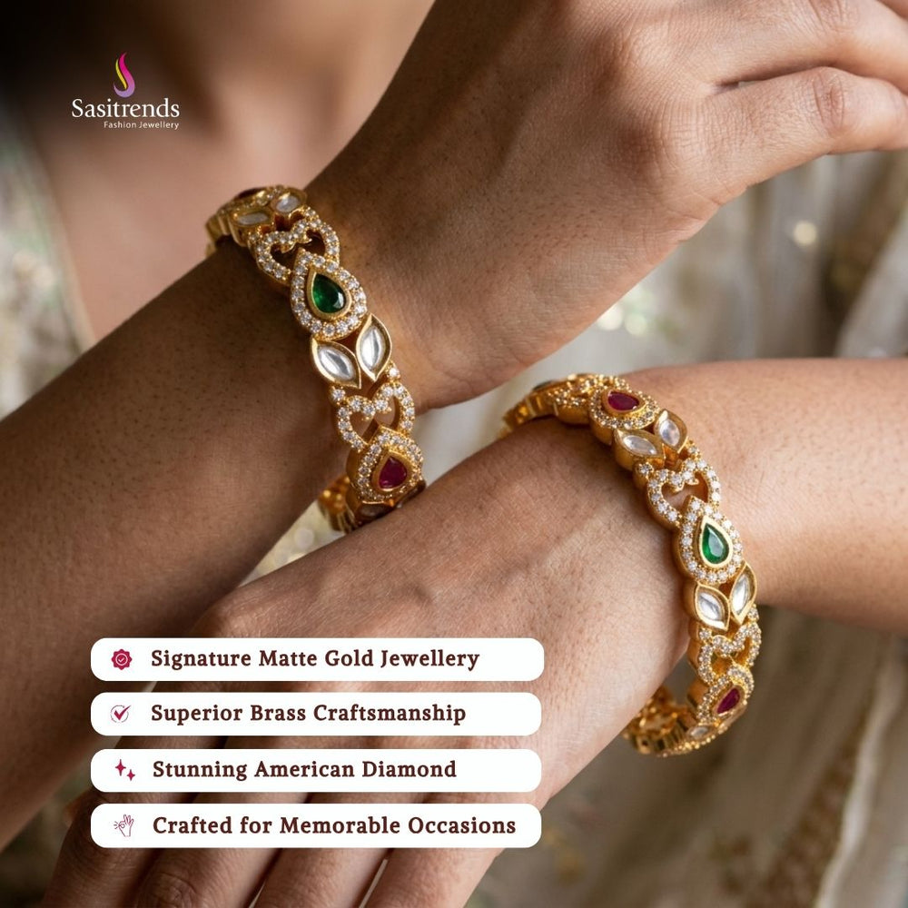 Matte gold plated bangles model image - Sasitrends