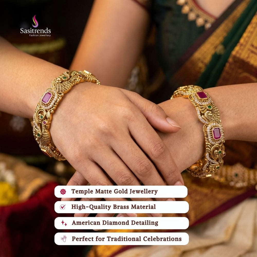 Matte gold plated bangles model image - Sasitrends