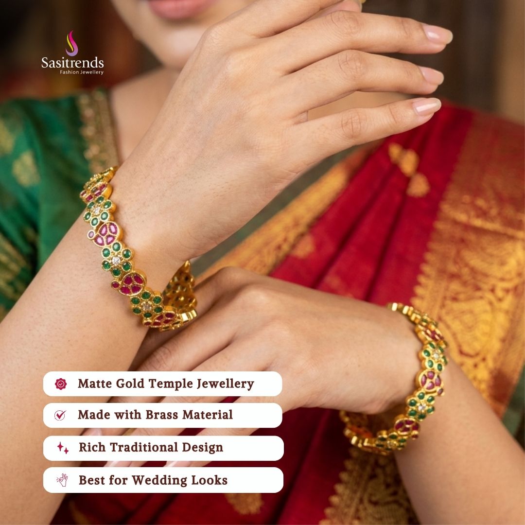 Matte gold plated bangles model image - Sasitrends