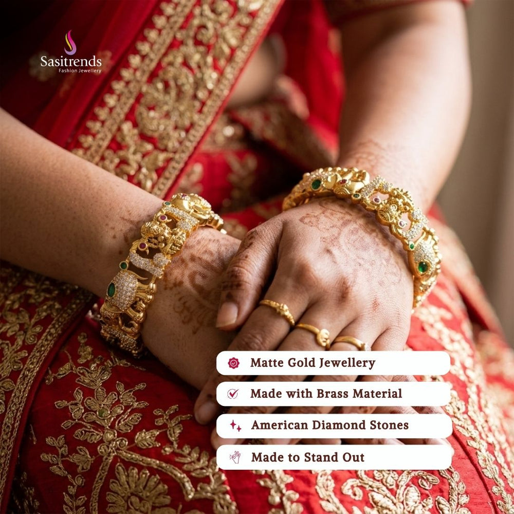 Matte gold plated bangles model image - Sasitrends