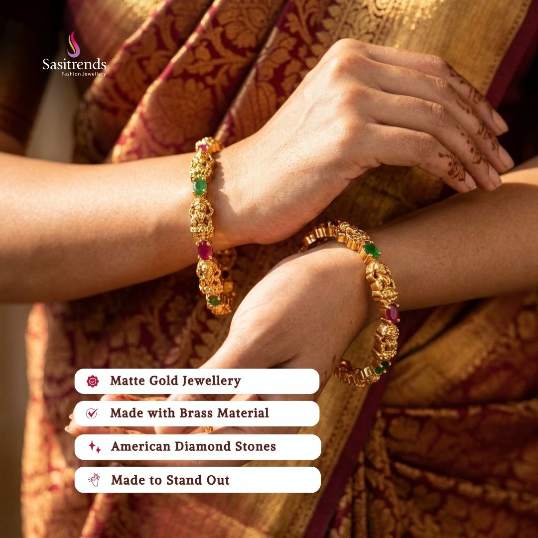 Matte gold plated bangles model image - Sasitrends