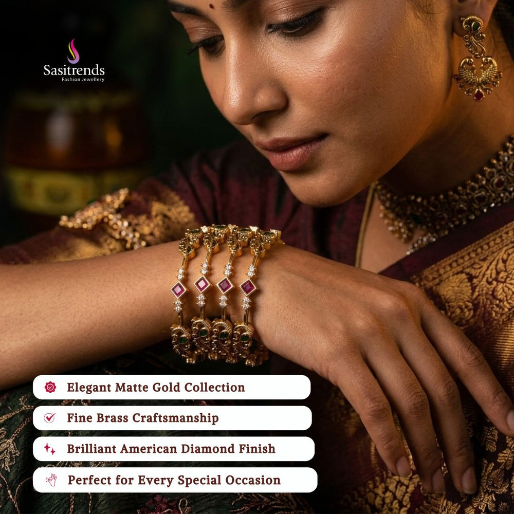 Matte gold plated bangles model image - Sasitrends