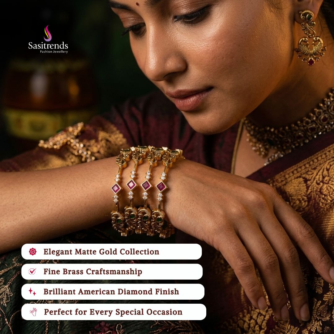 Matte gold plated bangles model image - Sasitrends