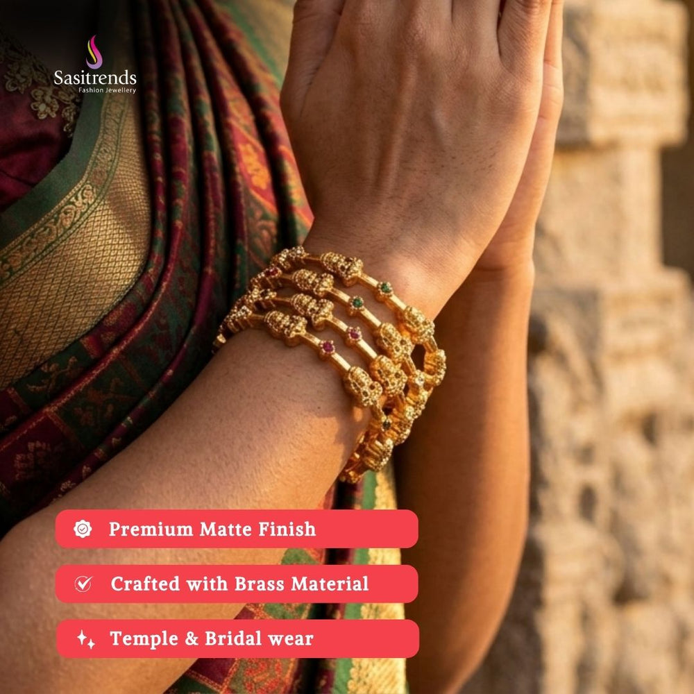 Matte Gold Plated Bangle Temple wear - Sasitrends