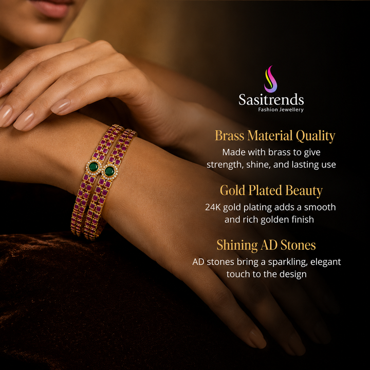 Guaranteed Micro gold plated AD stone bangles - Sasitrends