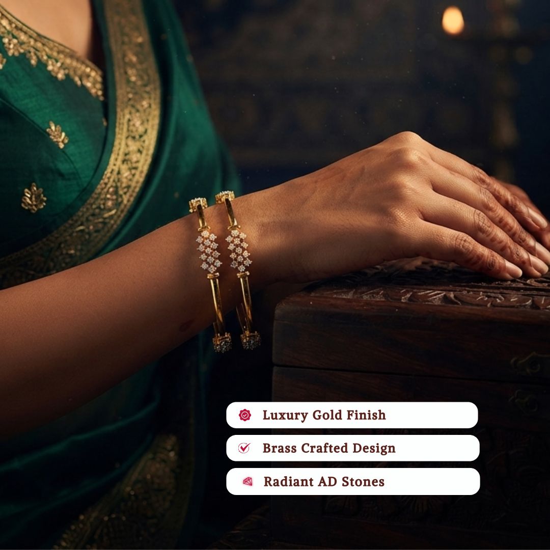 Guaranteed Micro gold plated AD stone bangles model image - Sasitrends