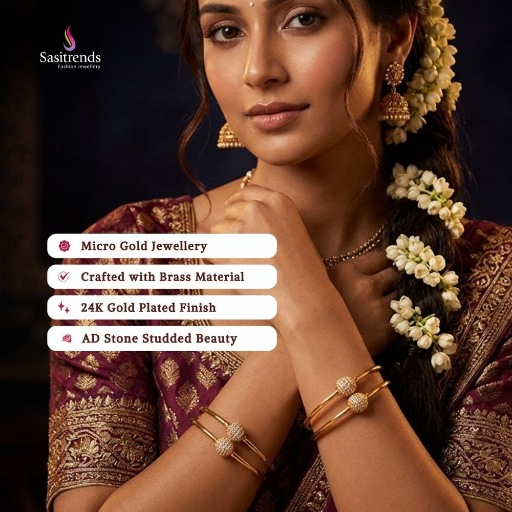 Guaranteed Micro gold plated AD stone bangles model image - Sasitrends