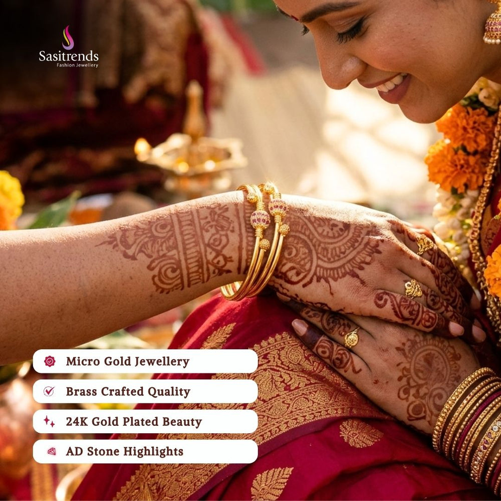 Guaranteed Micro gold plated AD stone bangles model image - Sasitrends