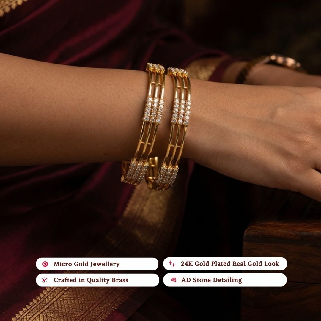 Guaranteed Micro gold plated AD stone bangles model image - Sasitrends
