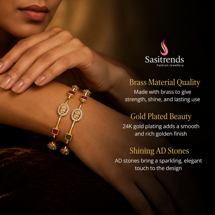 Guaranteed Micro gold plated AD stone bangles - Sasitrends
