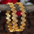 Elegant Micro Gold Plated White AD Bangles with Ruby Floral Center - Diwali Collection