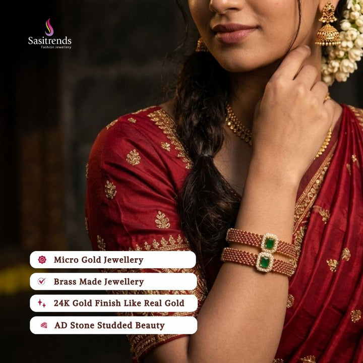 Guaranteed Micro gold plated AD stone bangles model image - Sasitrends
