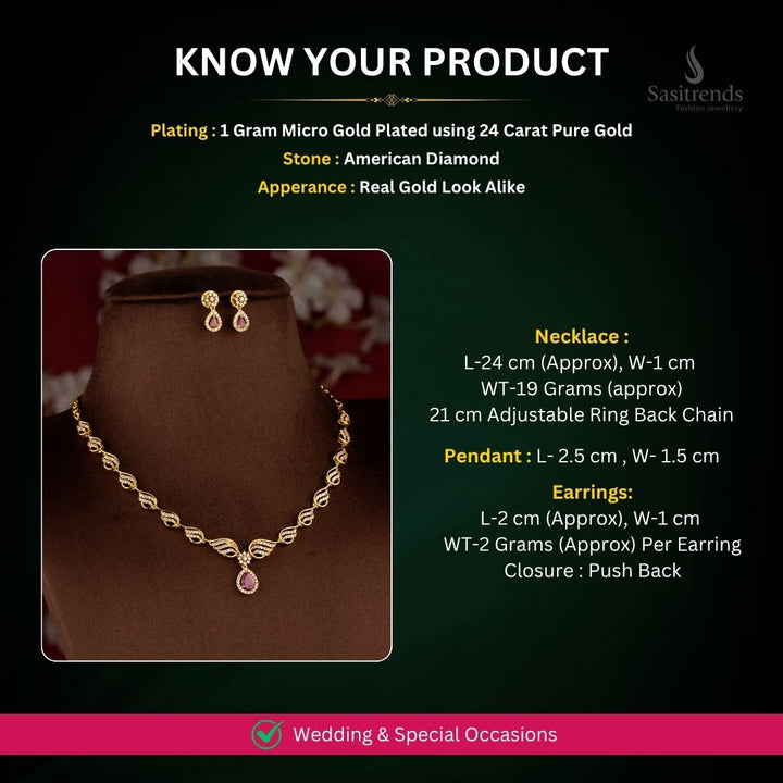 American diamond micro gold plated measurement image - Sasitrensa