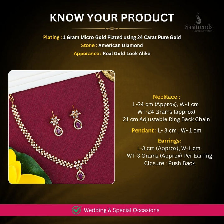 American diamond micro gold plated measurement image - Sasitrensa