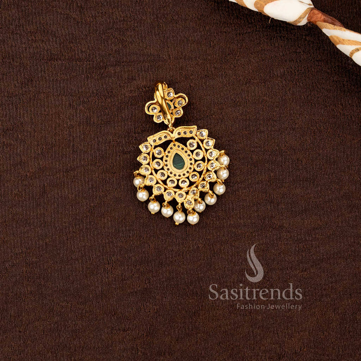 attractive matte finish pendant and earrings set with american diamond stones sasitrends